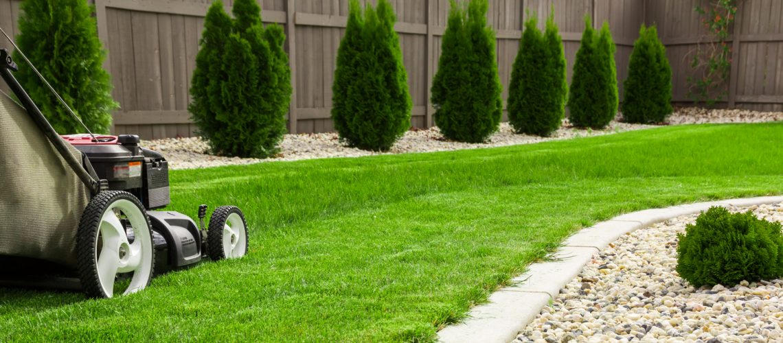 Lawn mower performing lawn care services - idaho falls landscaping maintenance